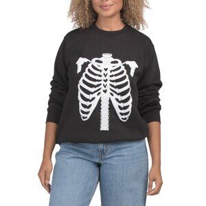 PACIFIC & CO Black Skeleton Body Crew Neck Sweatshirt